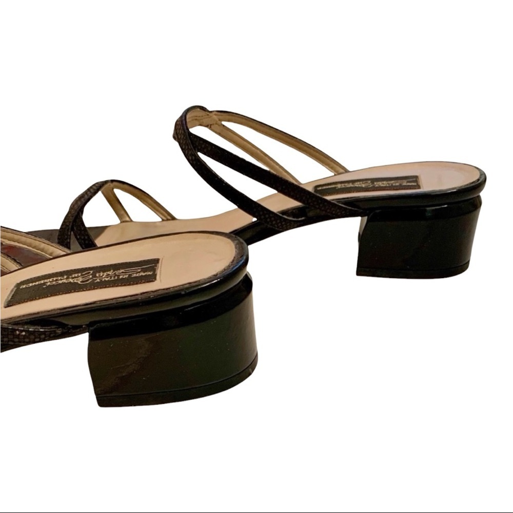 VINTAGE Sesto Meucci of Florence Black Patent Leather Slip On Sandals Si… - Picture 7 of 7